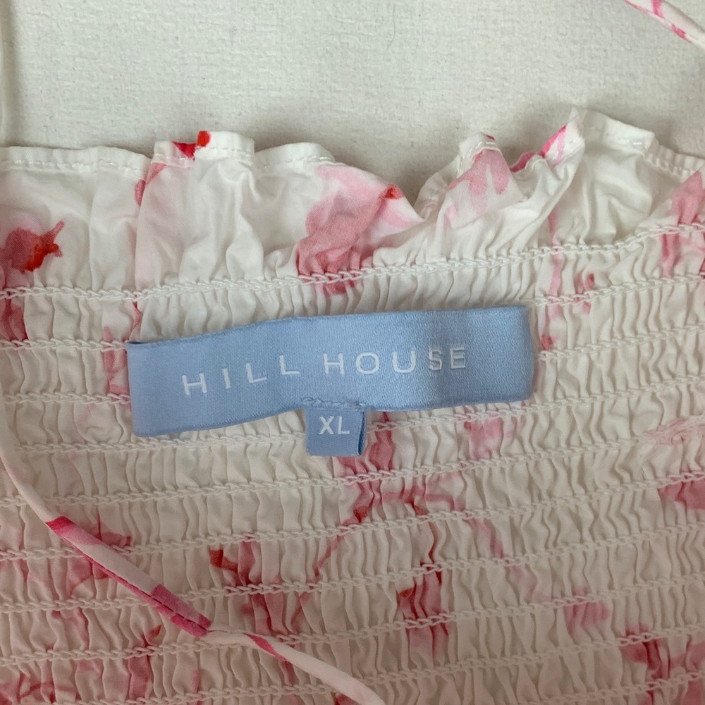 Hill House Floral Midi Dress - White with Pink Print - Picture 3 of 10